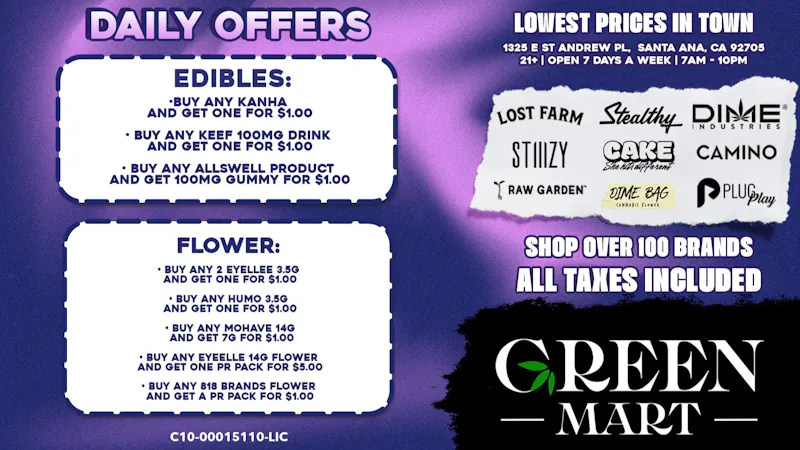 Green Mart BOGO Deals On Edibles and Flower