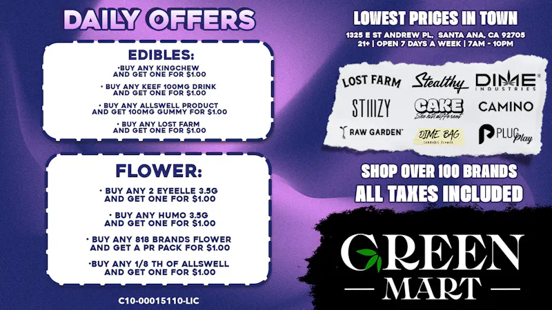 Green Mart Amazing Bogo Deals on Edibles and Flower
