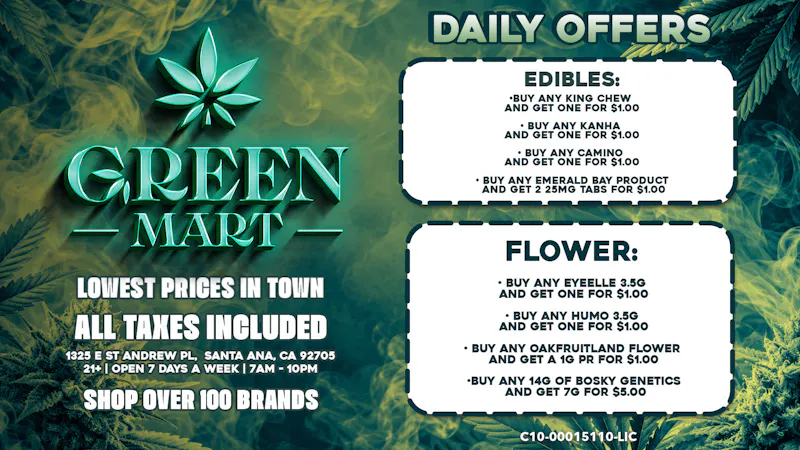 Green Mart BOGO Deals On Edibles and Flower