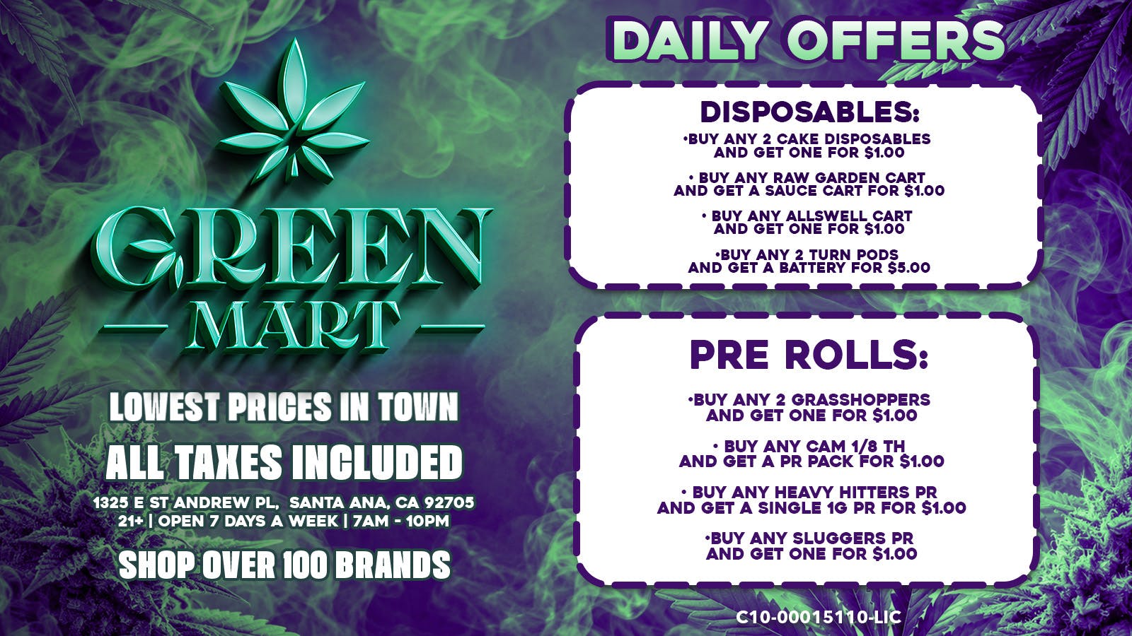 Green Mart BOGO Deals On Pre Rolls and Disposables