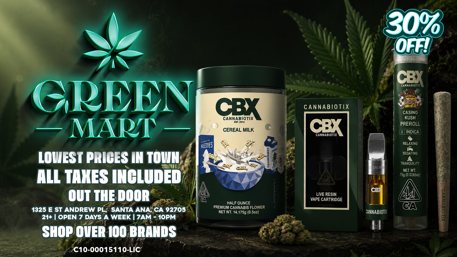Green Mart Save 30% on CBX Every Thursday
