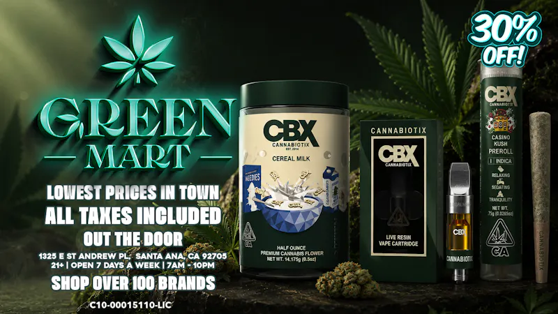 Green Mart Save 30% on CBX Every Thursday