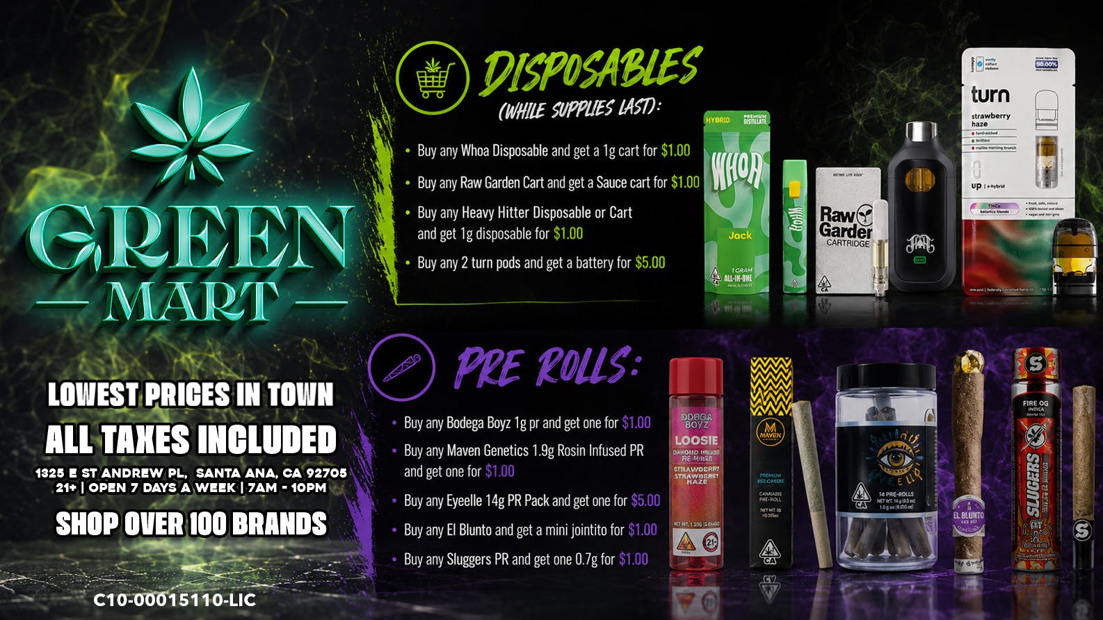 Green Mart BOGO Deals On Pre Rolls and Disposables
