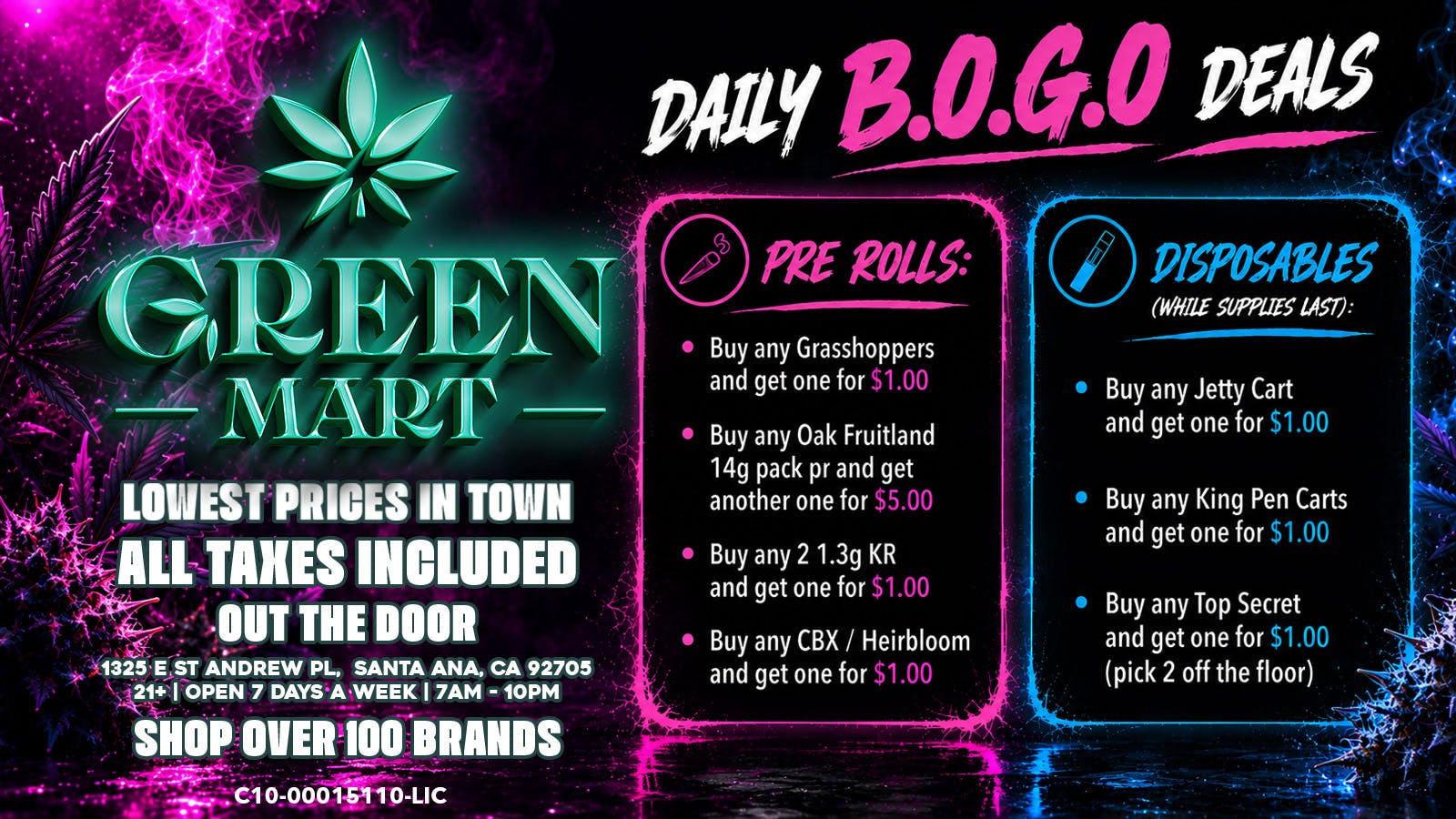 Green Mart BOGO Deals On Pre Rolls and Disposables