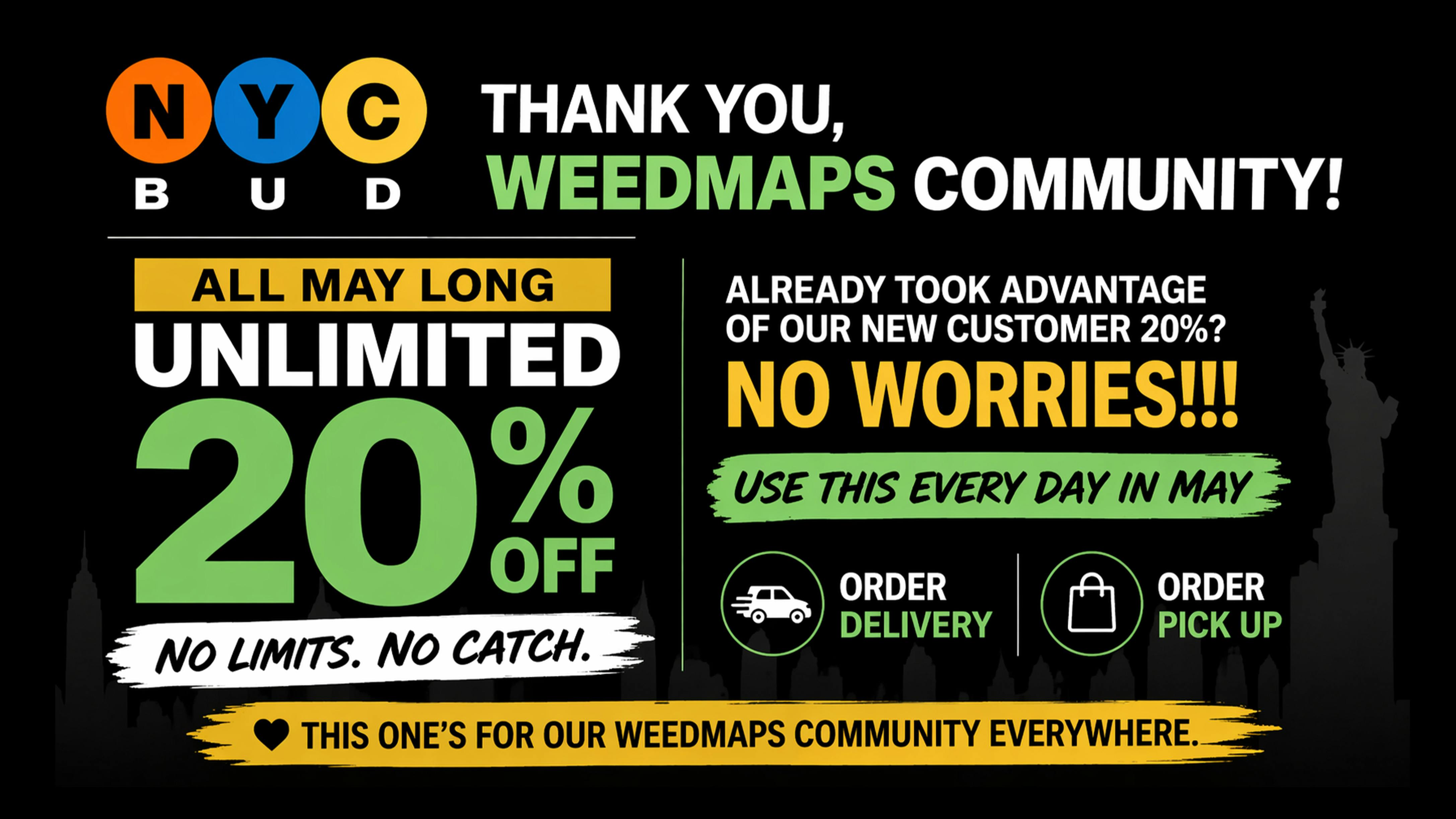 NYCBUD - Midtown 20% OFF ALL MONTH LONG!