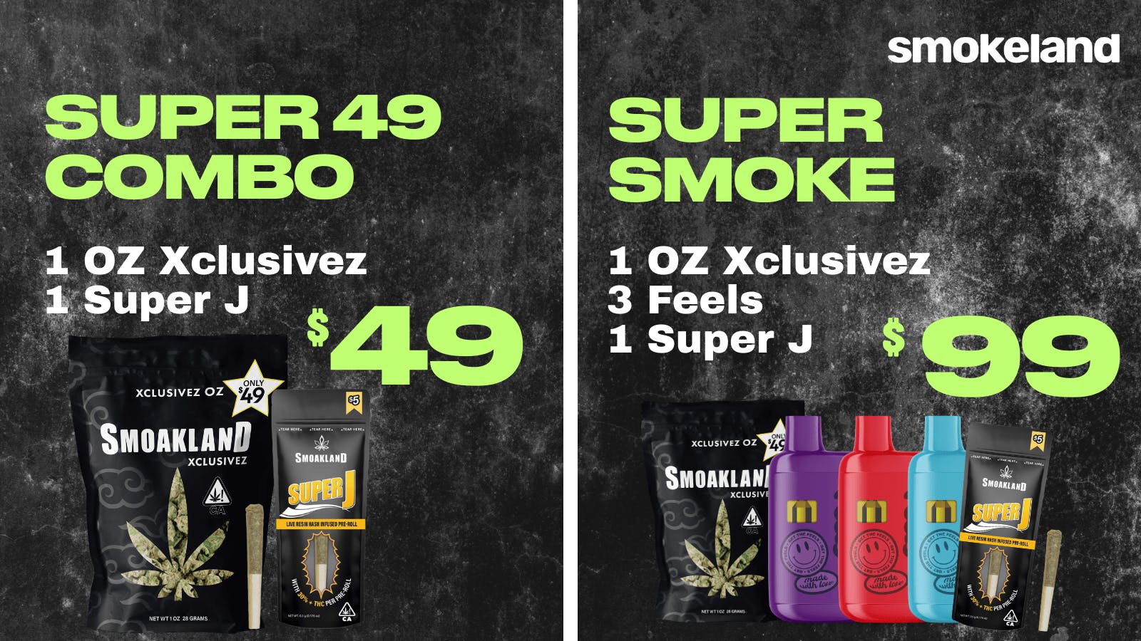 Smokeland Weed Delivery - South San Francisco 🚨$49 OZ Special 🔥 1 OZ, 3 Vapes, 1 preroll - $99