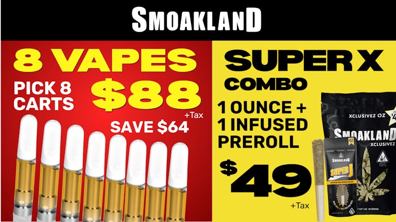 Smokeland Weed Delivery - Oxnard / Camarillo 8 Vape Carts for $88 🔥 $49 OZ Special