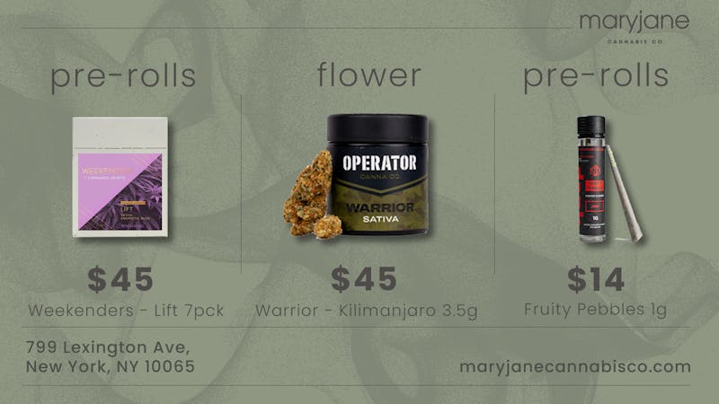 MaryJane 1G PRE ROLLS STARTING AT $14, $45 7 PACKS, & MORE
