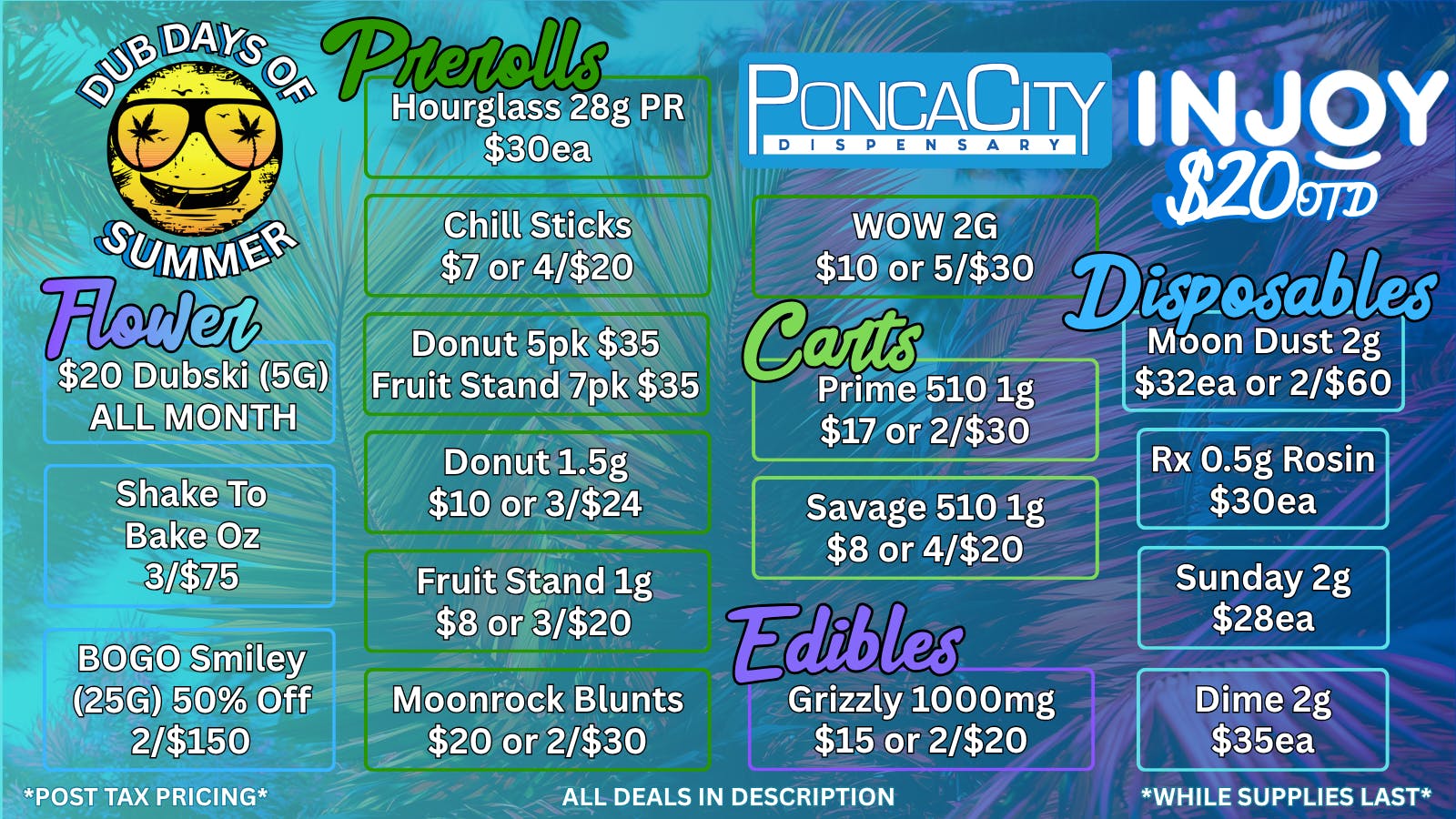 Ponca City Dispensary Dub Days of Summer/Sept Deals
