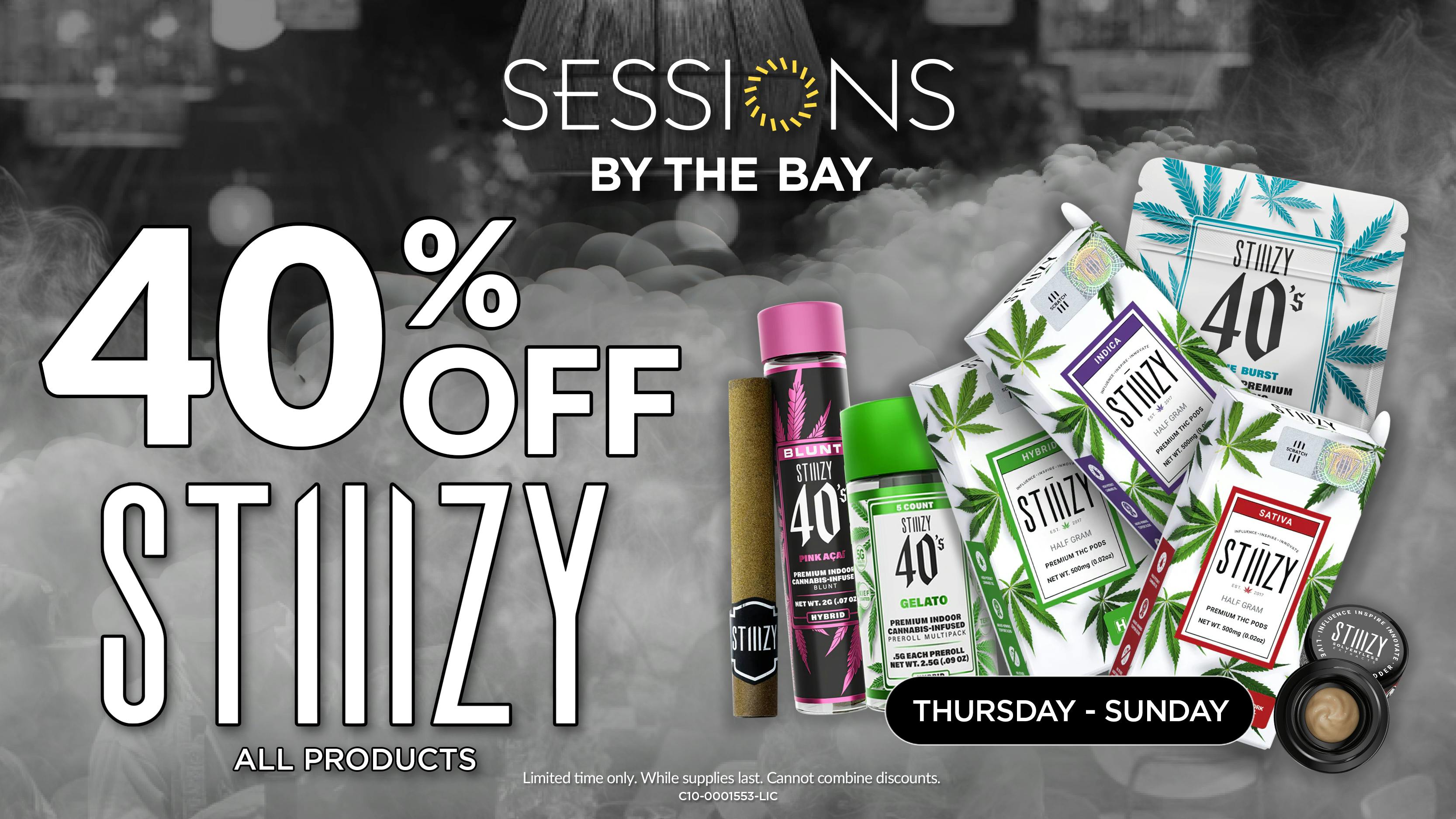 Sessions By The Bay - Lounge & Dispensary National City / Chula Vista 40% Off Stiiizy Thurs-Sun
