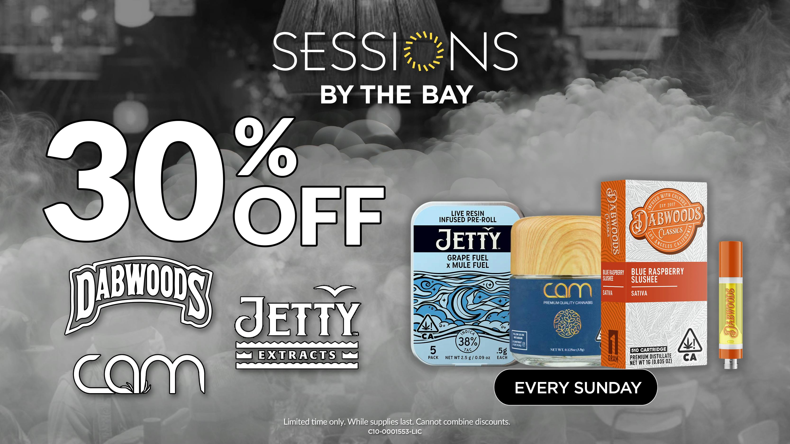 Sessions By The Bay - Lounge & Dispensary National City / Chula Vista 30% Off Dabwoods, Jetty & CAM