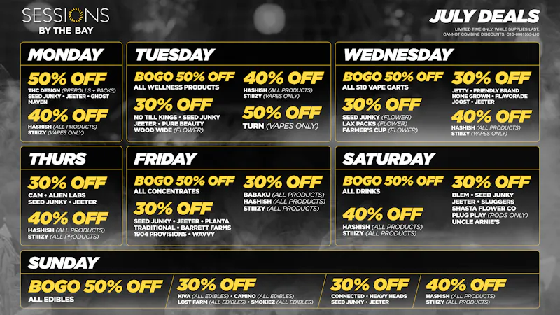 Sessions By The Bay - Lounge & Dispensary National City / Chula Vista Saturday Deals