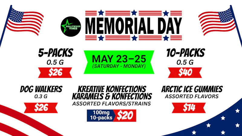 Hollywood Vines Memorial Day Promo