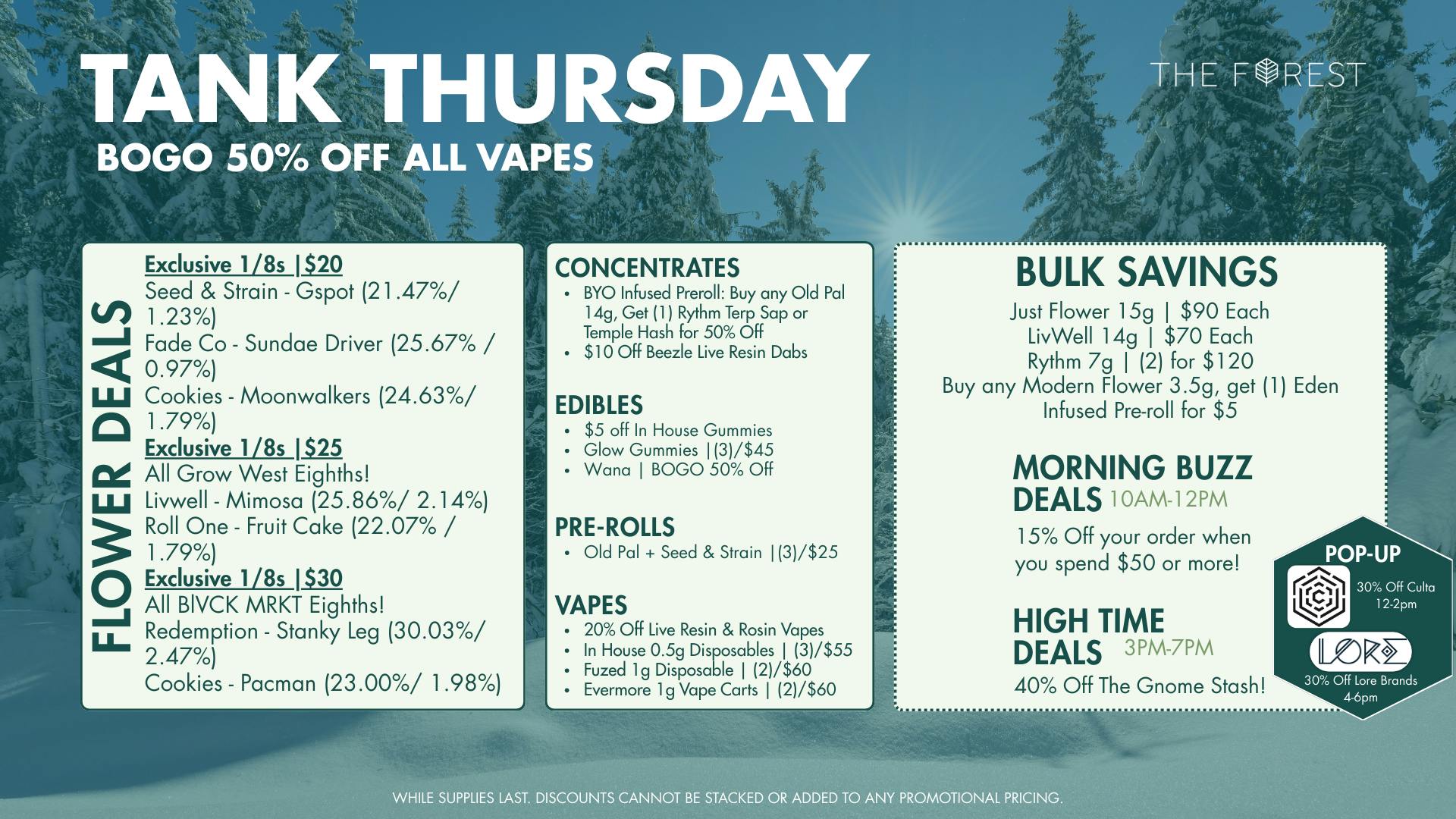 The Forest Baltimore Tank Thursday BOGO 50% Off All Vapes