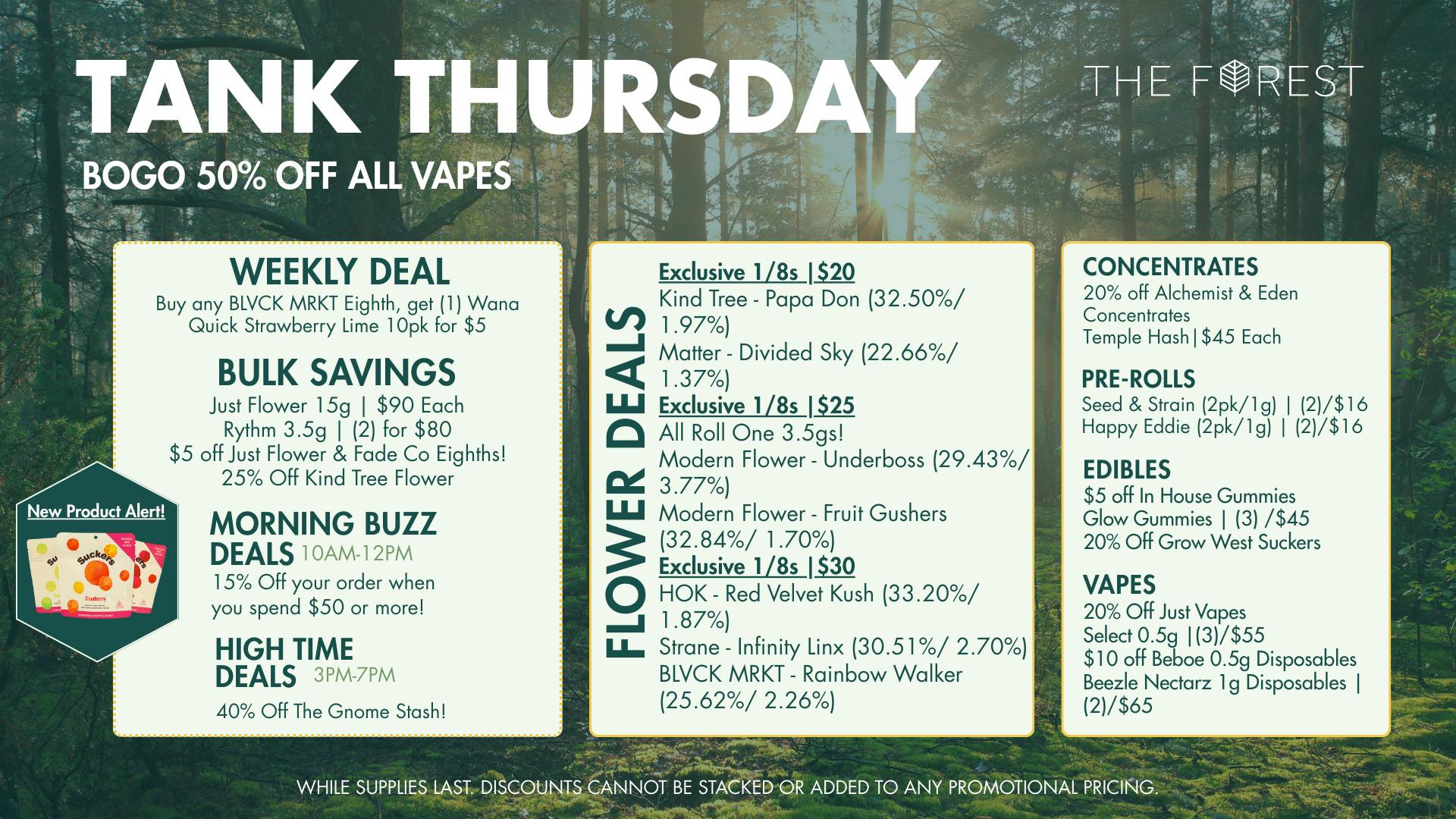 The Forest Baltimore Tank Thursday BOGO 50% Off All Vapes