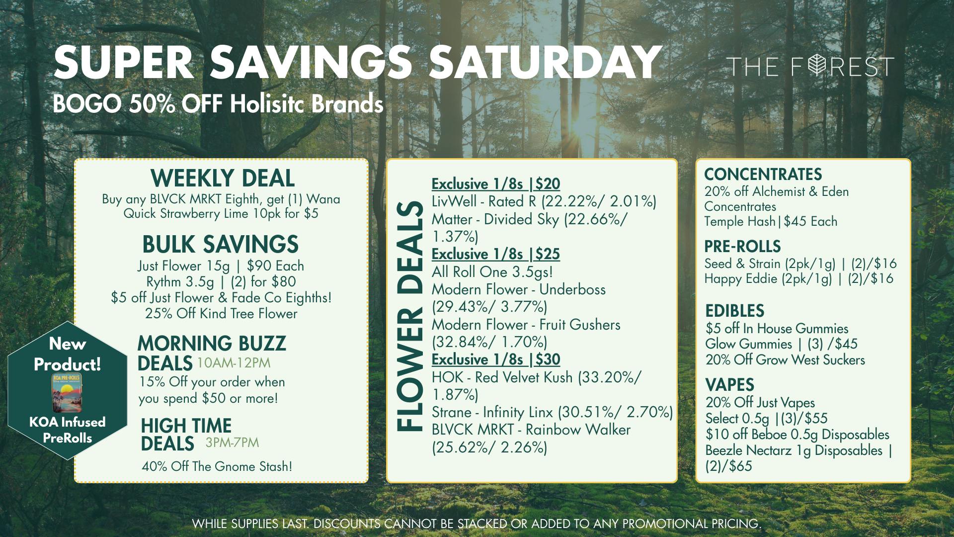 The Forest Baltimore Super Savings Saturday BOGO 50% Off Holistic