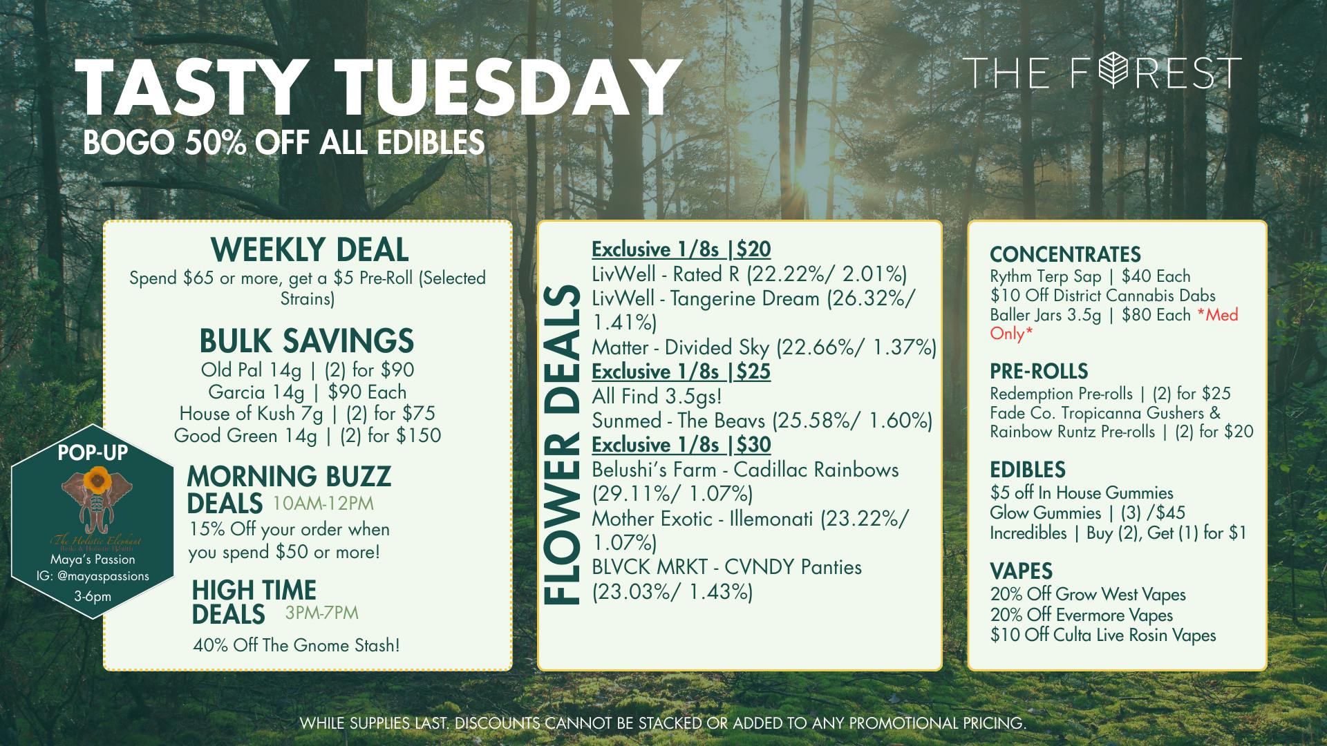 The Forest Baltimore Tasty Tuesday BOGO 50% Off All Edibles