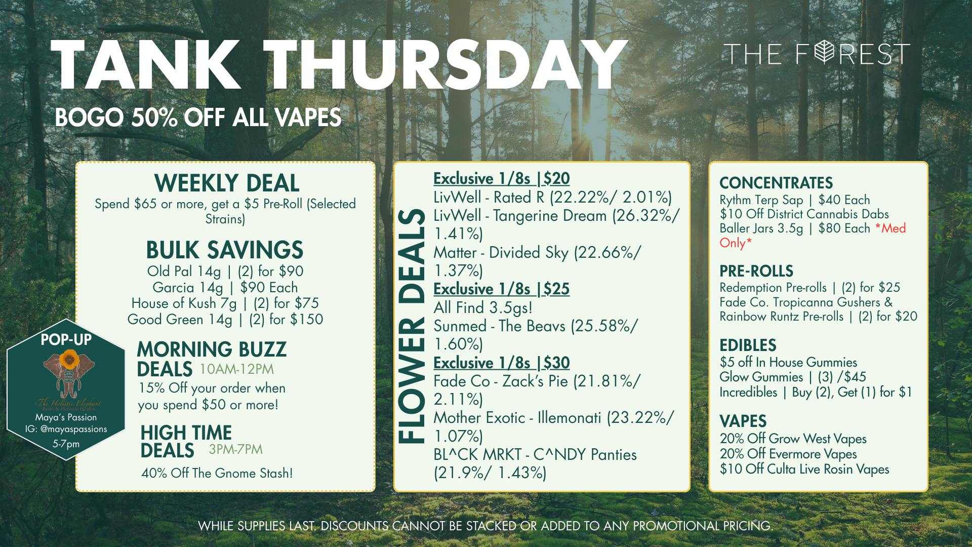 The Forest Baltimore Tank Thursday BOGO 50% Off All Vapes