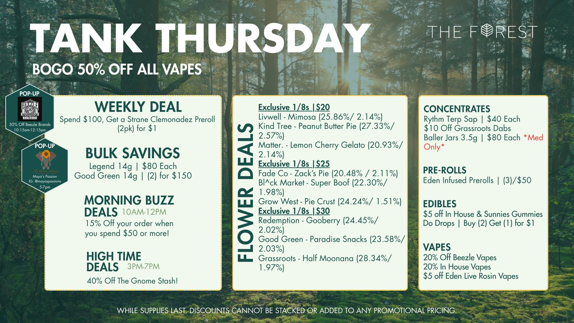 The Forest Baltimore Tank Thursday BOGO 50% Off All Vapes