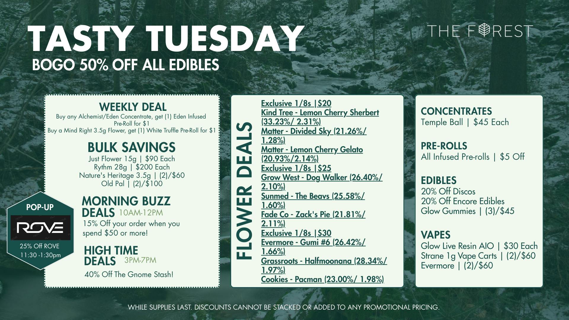 The Forest Baltimore Tasty Tuesday BOGO 50% Off All Edibles