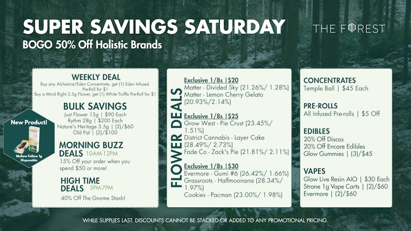 The Forest Baltimore Super Savings Saturday BOGO50% Off Holistic Brands