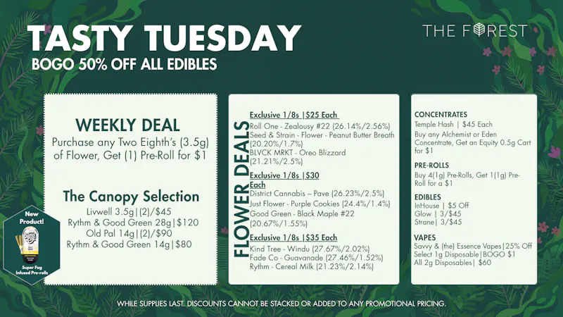 The Forest Baltimore Tasty Tuesday BOGO 50% Off All Edibles