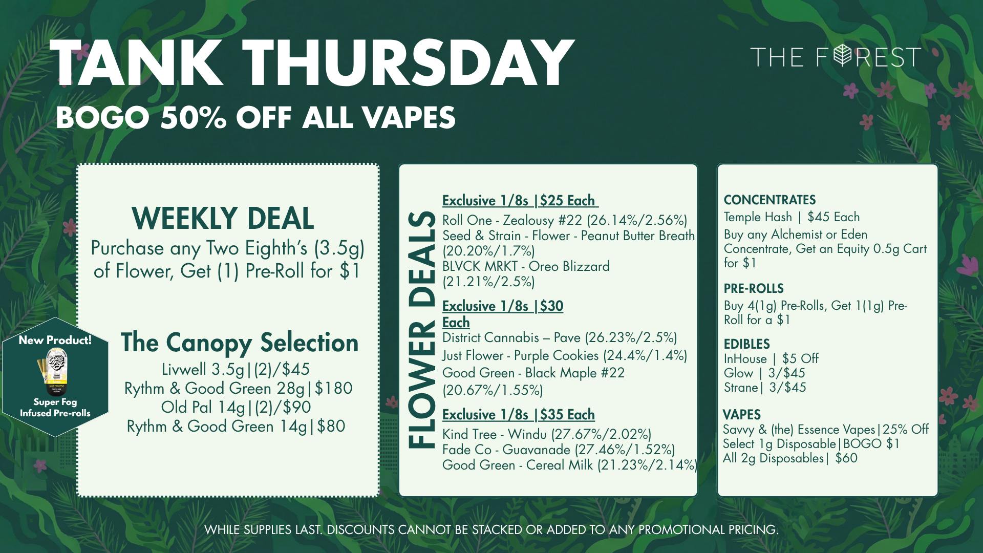 The Forest Baltimore Tank Thursday BOGO 50% Off All Vapes