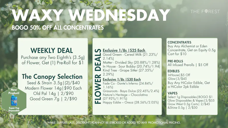 The Forest Baltimore Waxy Wednesday BOGO 50% Off All Concentrates