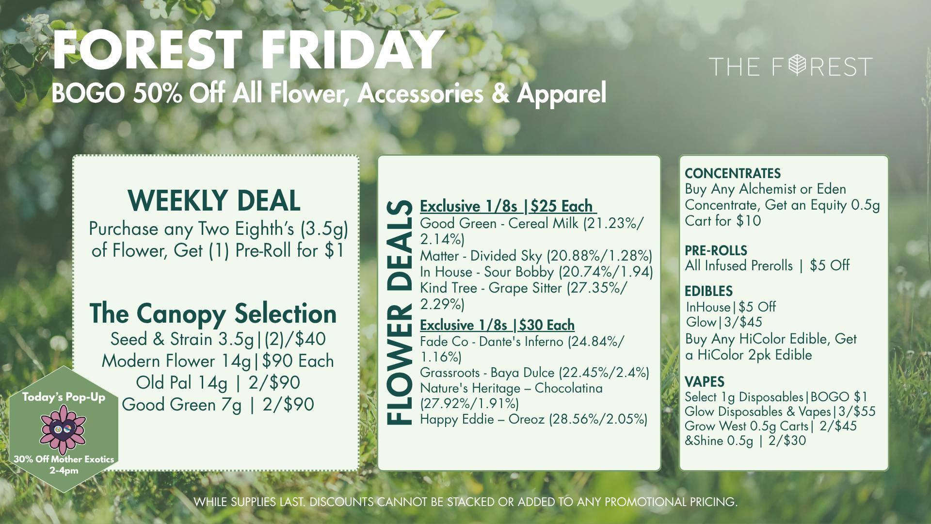 The Forest Baltimore BOGO 50% Off All Flower, Accessories, & Apparel