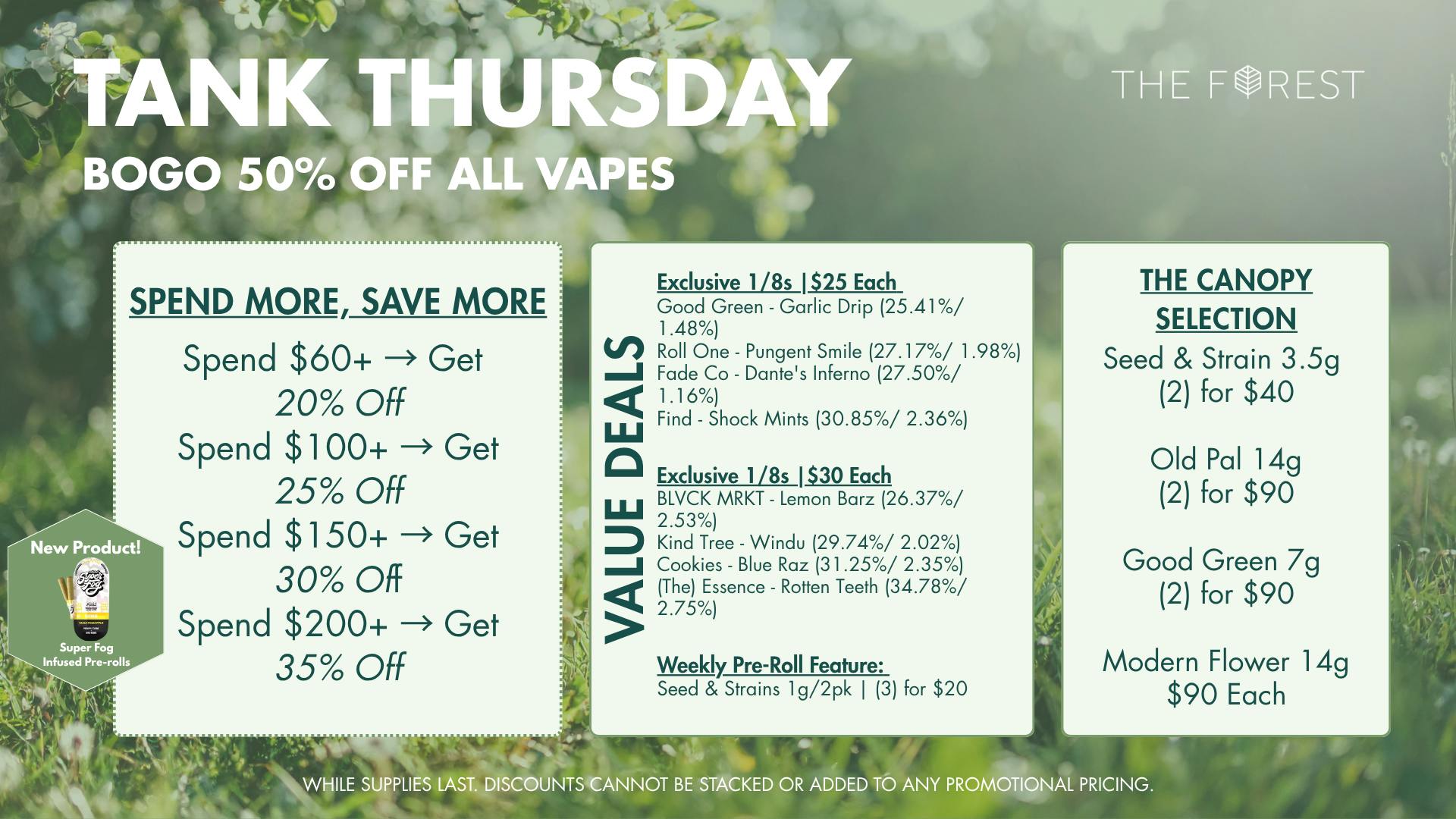 The Forest Baltimore Tank Thursday BOGO 50% Off All Vapes