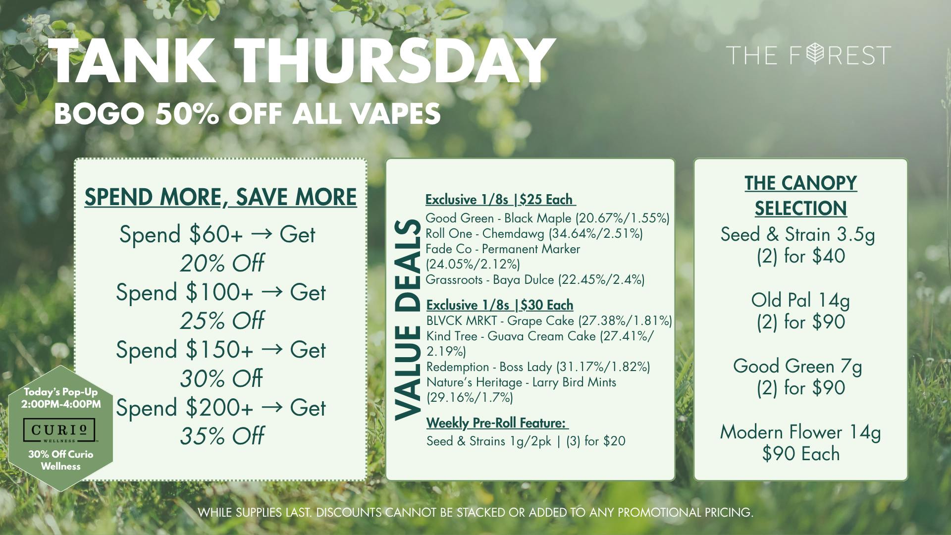 The Forest Baltimore Tank Thursday BOGO 50% Off All Vapes