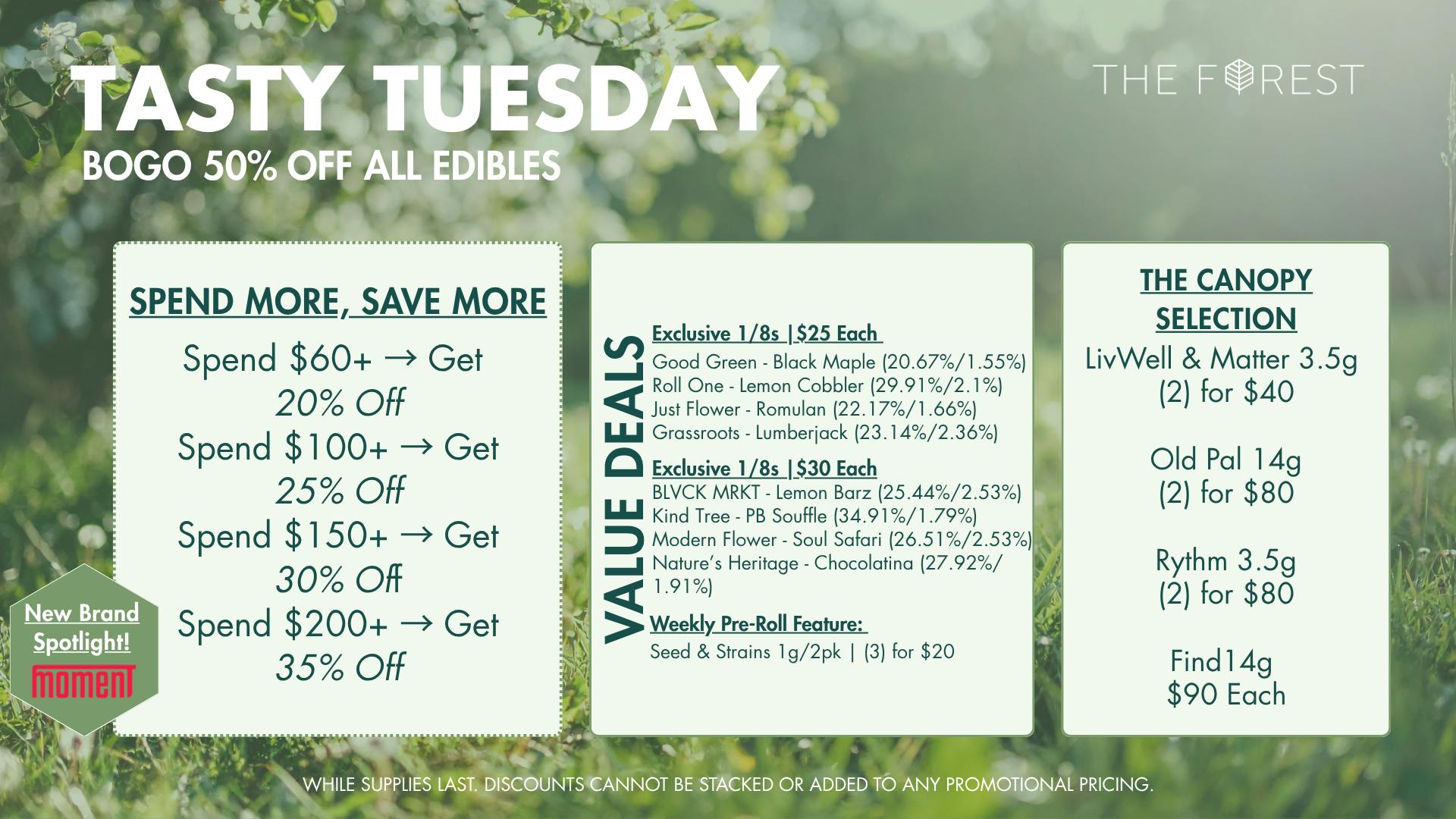 The Forest Baltimore Tasty Tuesday BOGO 50% Off Edibles