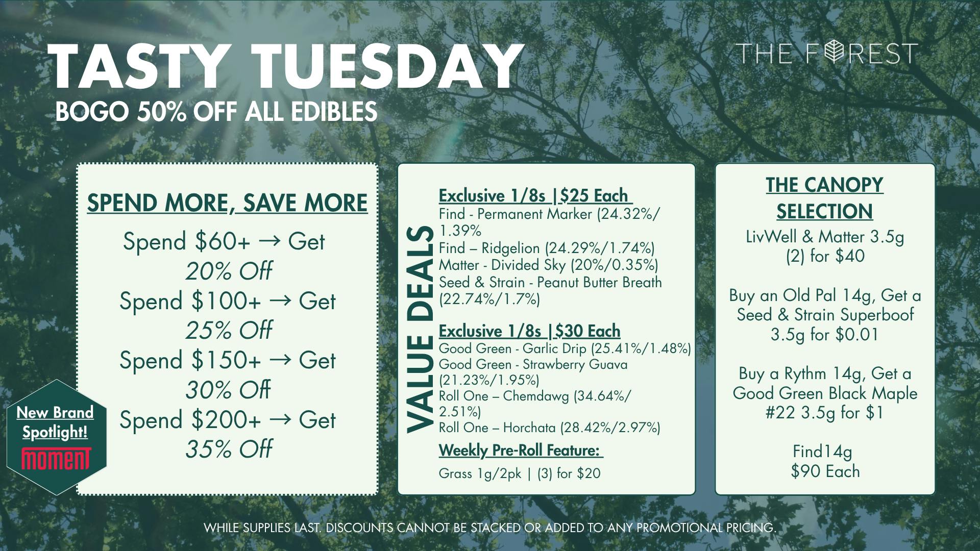 The Forest Baltimore Tasty Tuesday BOGO 50% Off Edibles