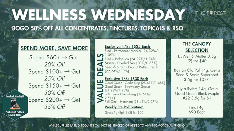 The Forest Baltimore BOGO 50% Off All Concentrates, Tinctures, Topicals