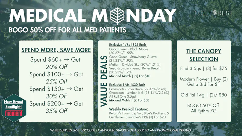 The Forest Baltimore Medical Monday BOGO 50% Off All Med Patients