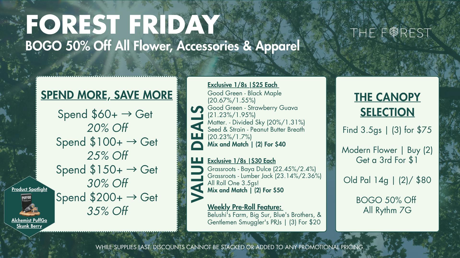 The Forest Baltimore Forest Friday BOGO 50% Off All Flower, Accessories