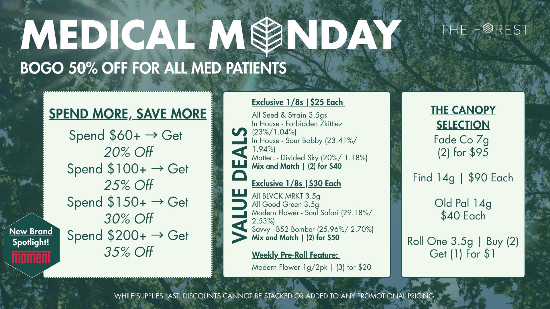 The Forest Baltimore Medical Monday BOGO 50% Off All Med Patients