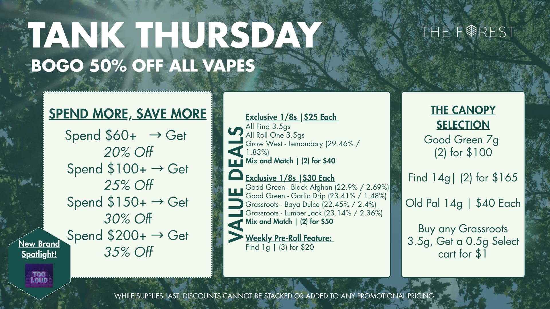 The Forest Baltimore Tank Thursday BOGO 50% Off All Vapes
