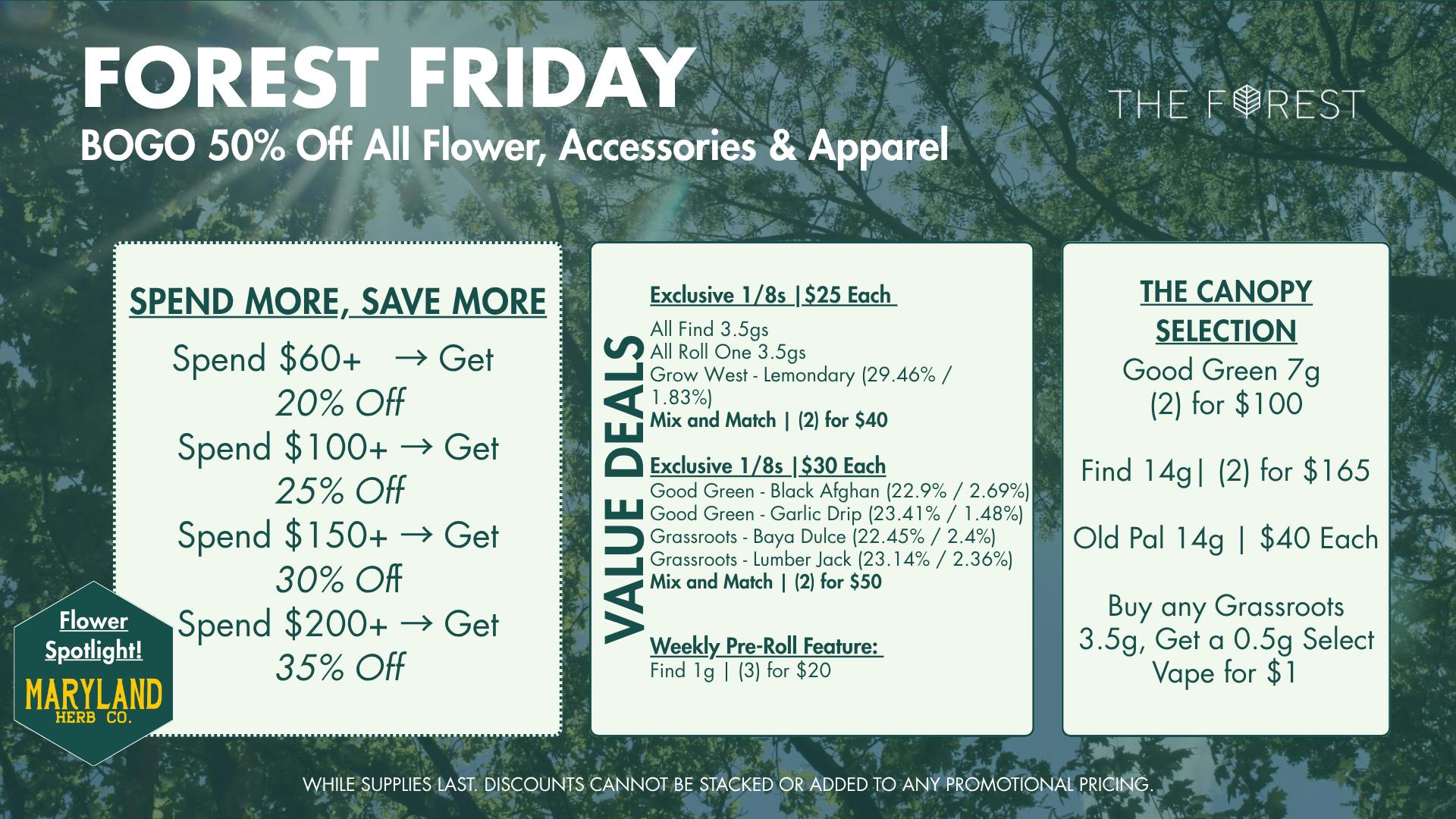 The Forest Baltimore BOGO 50% Off All Flower, Accessories & Apparel