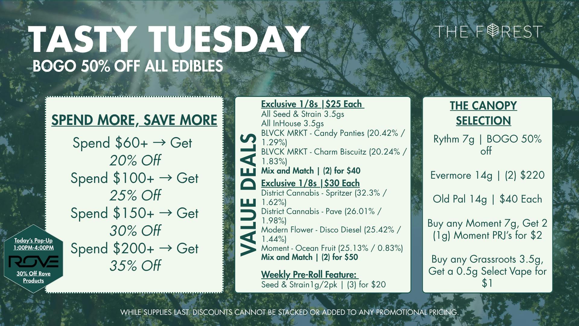 The Forest Baltimore Tasty Tuesday BOGO 50% Off Edibles