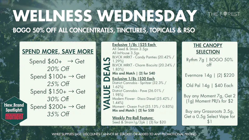 The Forest Baltimore BOGO 50% Off All Concentrates, TINCTURES, TOPICALS