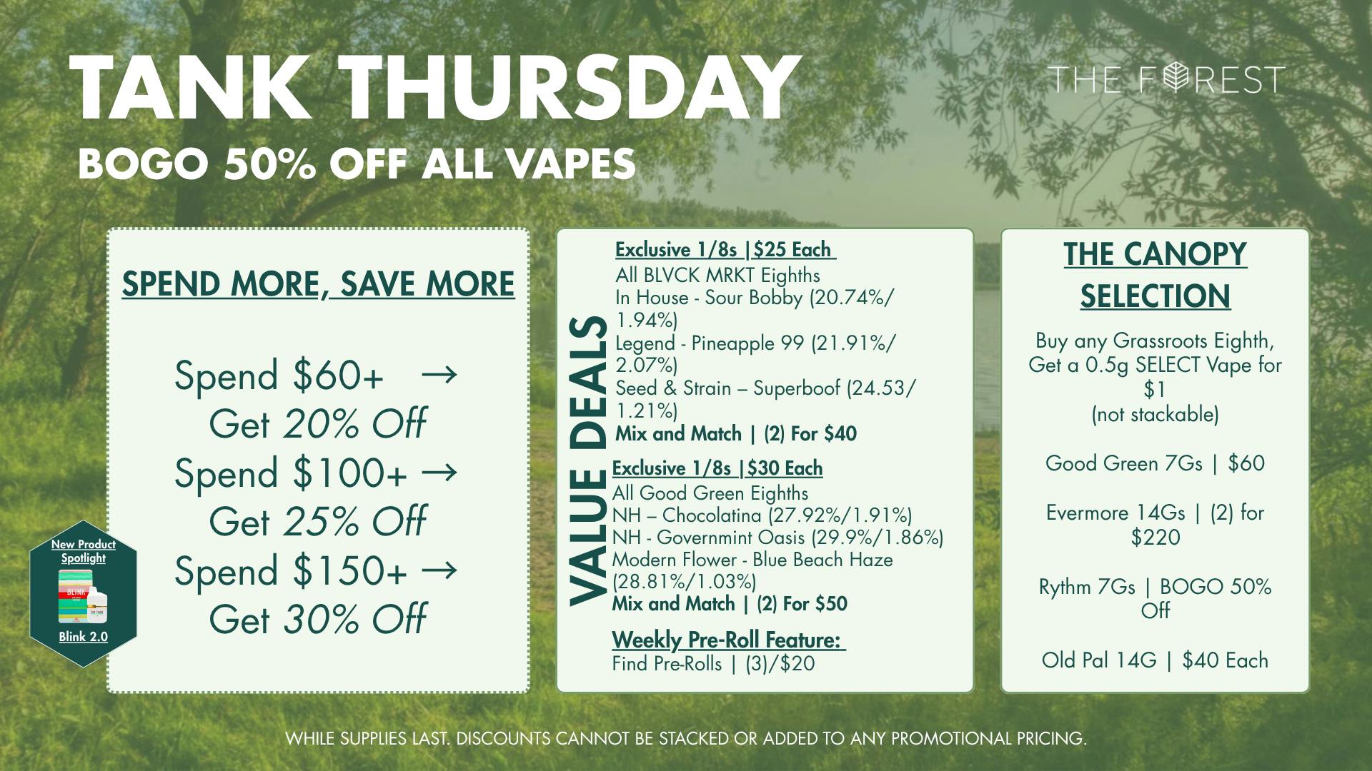The Forest Baltimore Tank Thursday BOGO 50% Off All Vapes
