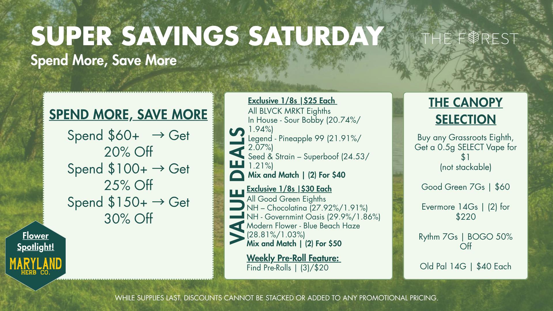 The Forest Baltimore Super Savings Saturday Spend More, Save More