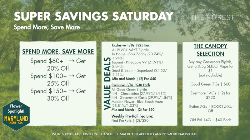The Forest Baltimore Super Savings Saturday Spend More, Save More