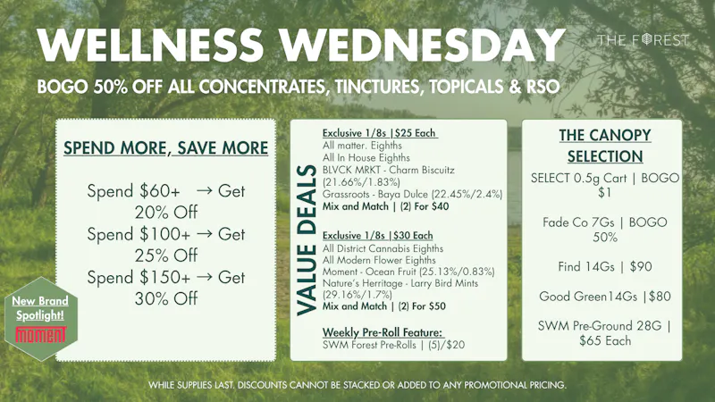 The Forest Baltimore BOGO 50% Off All Concentrates, TINCTURES, TOPICALS