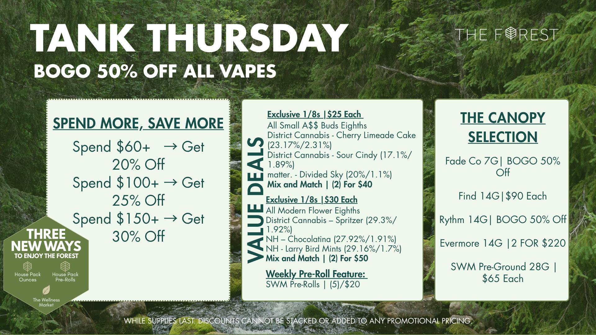 The Forest Baltimore Tank Thursday BOGO 50% Off All Vapes