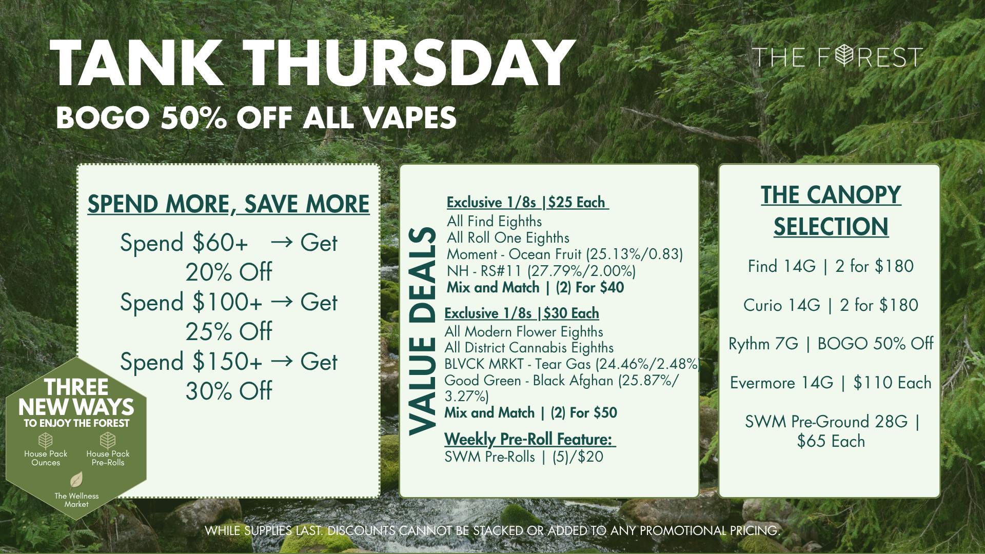 The Forest Baltimore Tank Thursday BOGO 50% Off All Vapes