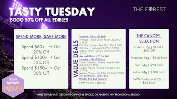The Forest Baltimore Tasty Tuesday BOGO 50% Off All Edibles