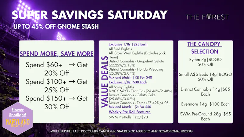 The Forest Baltimore Super Savings Saturday Up To 45% Off Gnome Stash