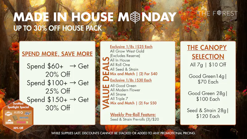 The Forest Baltimore Made In House Monday Up To 30% Off House Pack